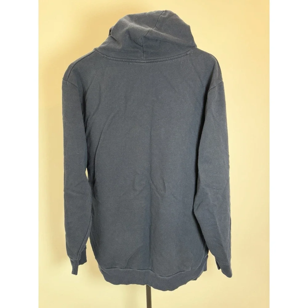 Adidas Hoodie Trifold Men's Size XLarge Navy Pullover Spellout Logo Streetwear